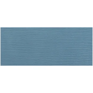 Vernissage Trame Ribbed Wall Tile 25x60cm close-up, showing a smooth, blue-grey surface with horizontal textured ribbing detail.
