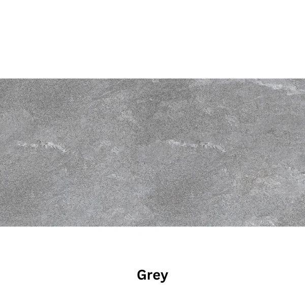 Light grey stone-look porcelain tile with a matte, textured finish and subtle veining, suitable for wall or floor. Etna Wall & Floor Tile, color: Grey.