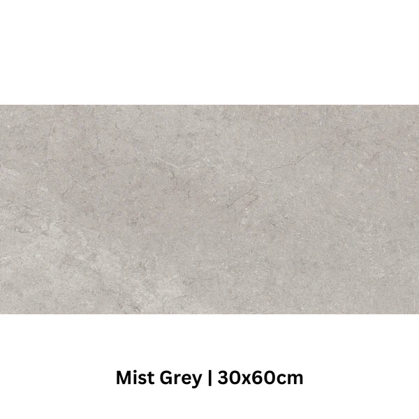 Mist grey Texas Wall & Floor Tile with a subtle concrete-look finish, size 30x60cm, for modern residential or commercial floors.