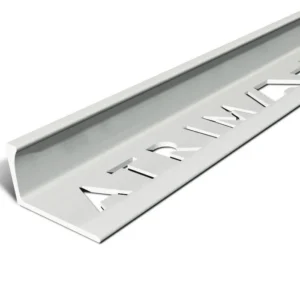 Atrim Matt White 10mm Square Edge Aluminium Tile Trim, 2.5m, minimalist white finish for modern tiling.
