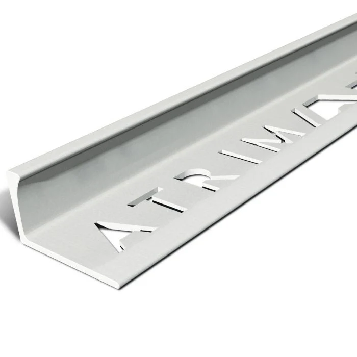 Atrim Matt White 10mm Square Edge Aluminium Tile Trim, 2.5m, minimalist white finish for modern tiling.