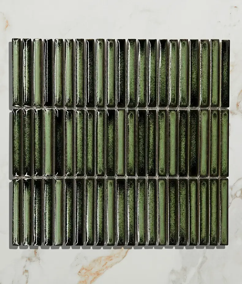 Bamboo Lustre Porcelain Mosaic Forest 28.2x29.4cm