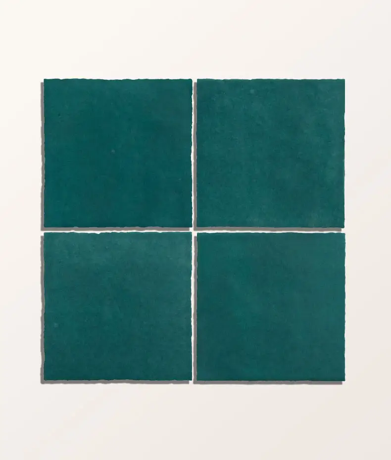 Maroc Porcelain Aquamarine 9.9x9.9cm tile with a distressed, faded blue/green surface and subtle edge variation for a rustic look.