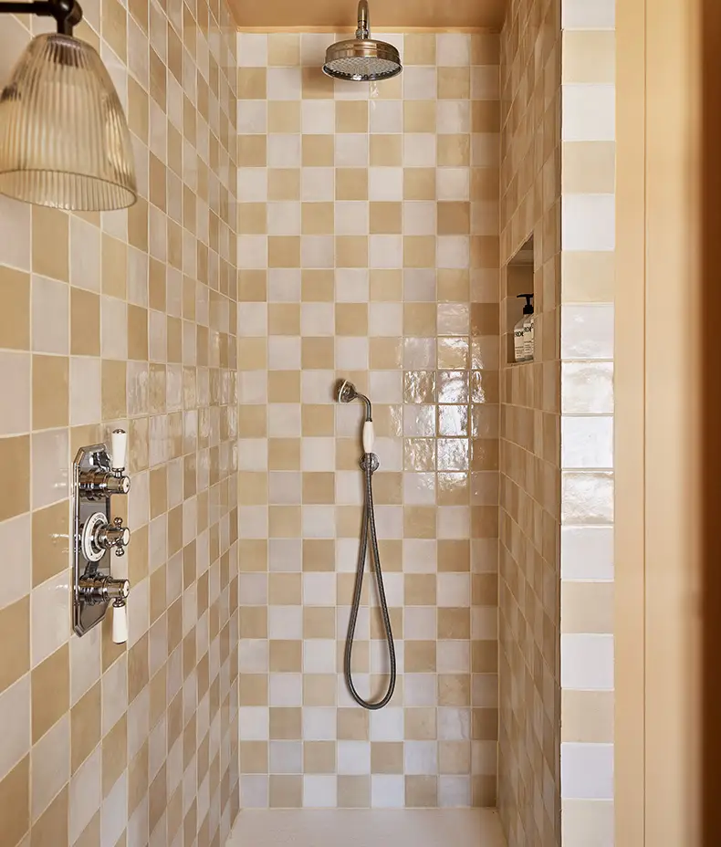 Maroc Porcelain Beige 9.9x9.9cm tile with a distressed, faded beige-yellow surface and subtle edge variation for a rustic look.