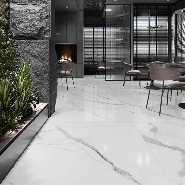 Calacatta Glossy Marble Effect Tile 120x120cm - Image 2